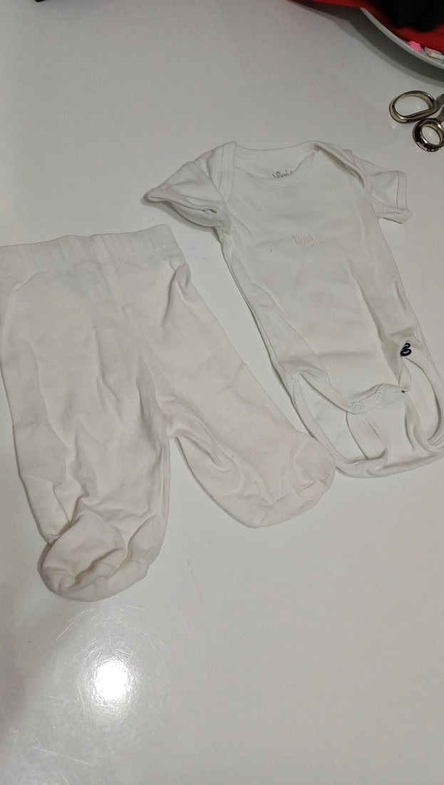 Bebek Hastane Kıyafeti Kısa Kollu Beyaz - Görsel 2