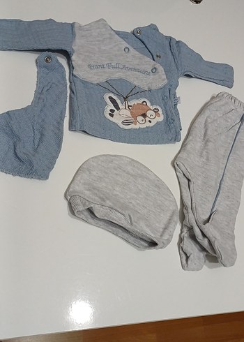 Gri Örgü Denim Bebek Erkek Takımı - Görsel 2