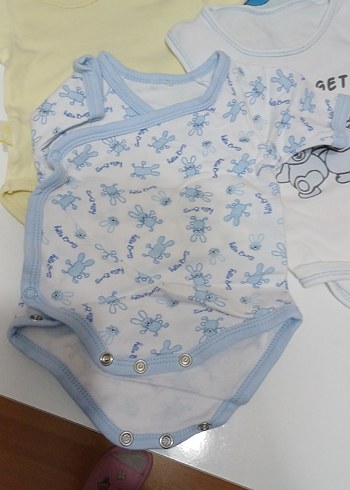 Mavi Baskılı Askısız Pamuklu Bebek Body - Görsel 2