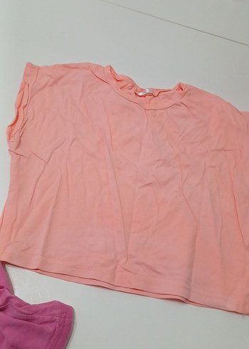 Kız Çocuk Pembe Baskılı Kısa Kollu Tişört - Görsel 2