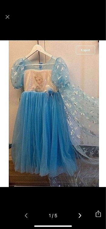 8 Yaş Beden mavi Renk Elsa kız elbise-kostüm
