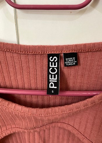 s Beden pembe Renk Pembe V Yaka Pilili Kadın Bluz