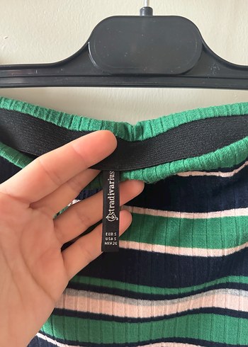 Stradivarius Çizgili Pilili Kadın Uzun Etek - Görsel 2