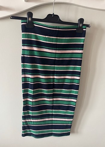 Stradivarius Çizgili Pilili Kadın Uzun Etek - Görsel 3