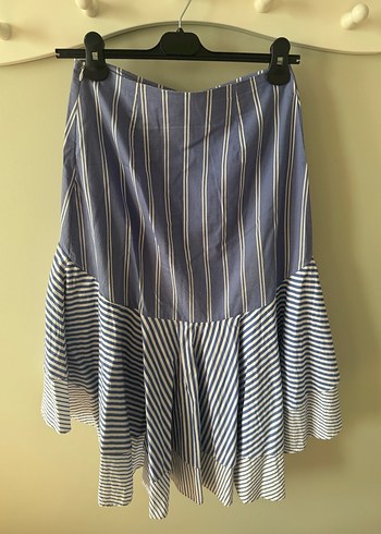 Stradivarius Çizgili Volanlı Mini Etek - Görsel 3