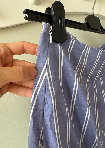 Stradivarius Çizgili Volanlı Mini Etek - Görsel 4