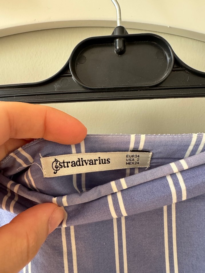 Stradivarius Çizgili Volanlı Mini Etek - Görsel 2