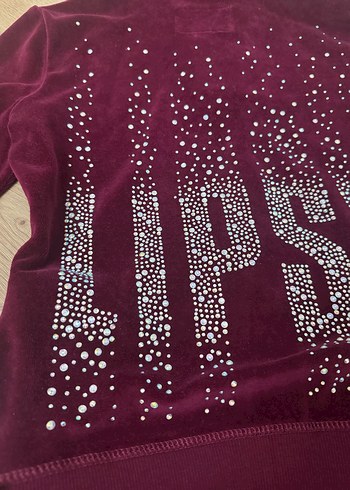 Lipsy Bordo Kapüşonlu Nakışlı Kadın Eşofman Takımı - Görsel 8