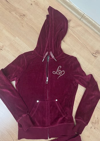 Lipsy Bordo Kapüşonlu Nakışlı Kadın Eşofman Takımı - Görsel 2