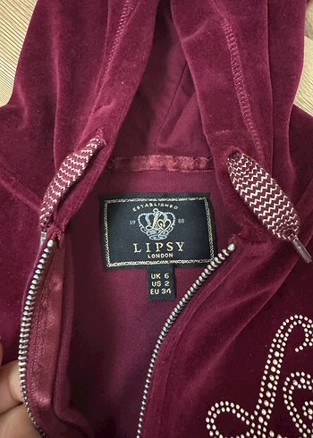 Lipsy Bordo Kapüşonlu Nakışlı Kadın Eşofman Takımı - Görsel 5