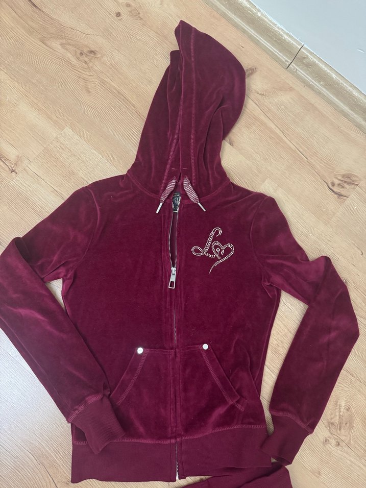 Lipsy Bordo Kapüşonlu Nakışlı Kadın Eşofman Takımı - Görsel 2