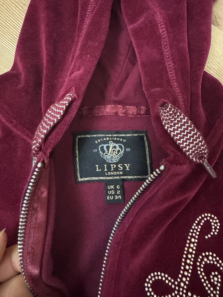 Lipsy Bordo Kapüşonlu Nakışlı Kadın Eşofman Takımı - Görsel 5