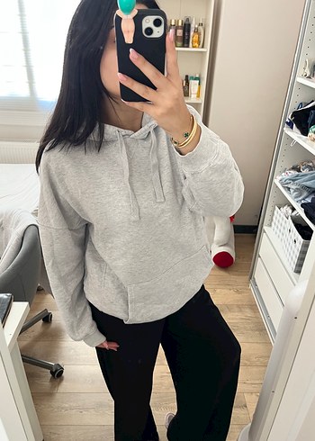 Gri Oversize Kadın Sweatshirt