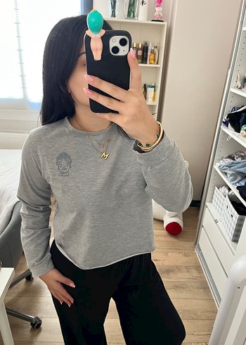 Gri Kadın Sweatshirt Uzun Kollu