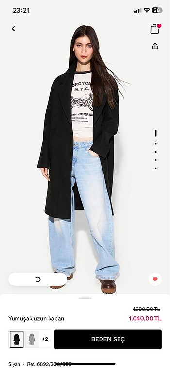 s Beden Bershka yumuşak uzun kaban