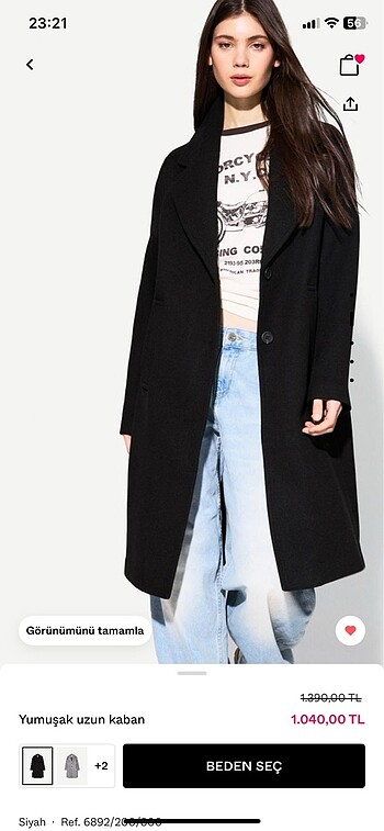 Bershka Bershka yumuşak uzun kaban