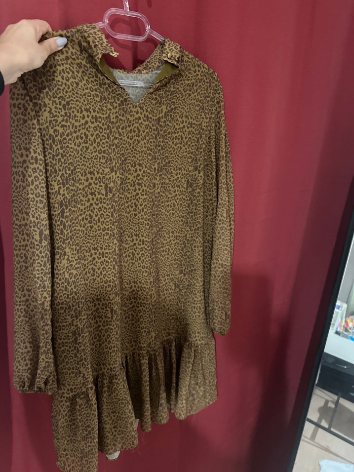 Kahverengi Yılan Desenli Hamile Bluzu - Görsel 3