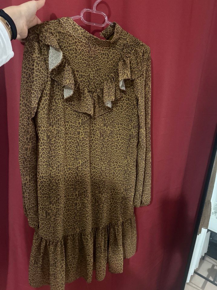 Kahverengi Yılan Desenli Hamile Bluzu - Görsel 2