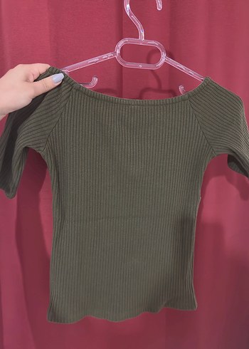 Kadın Haki Triko Vücuda Oturan Kazak - Görsel 3