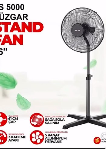 S 5000 41 cm Ayarlanabilir Ayaklı Vantilatör
