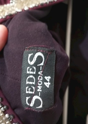 İşlemeli Boncuk Detaylı Bordo abiye  Elbise - Görsel 7