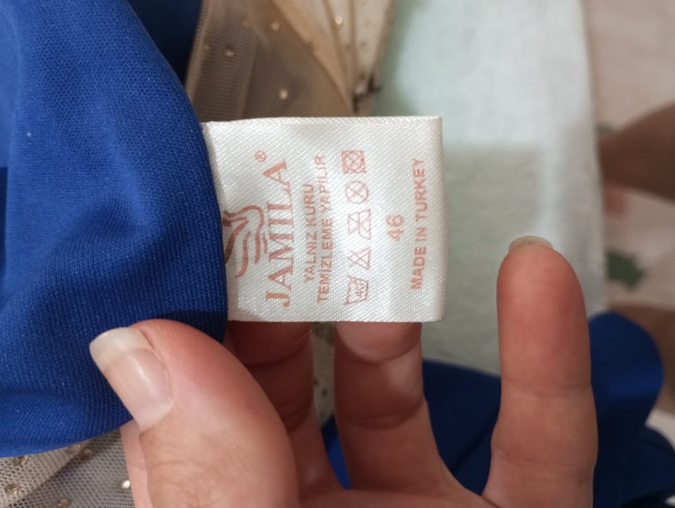 Mavi Payetli Midi Abiye Elbise - Görsel 5