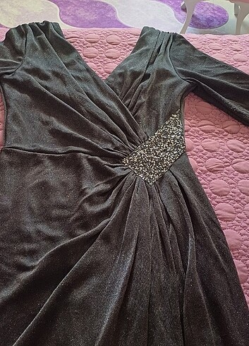 Yetim kol abiye bacak tan yırtmaçlı simli. - Görsel 3