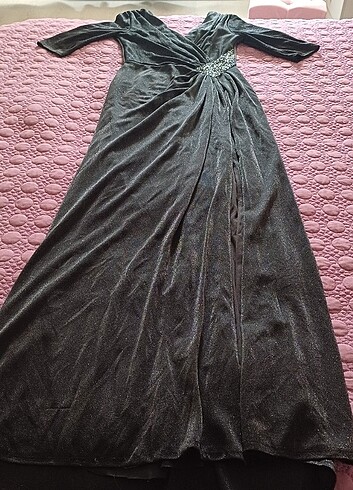 Yetim kol abiye bacak tan yırtmaçlı simli. - Görsel 5