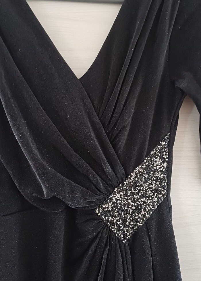 Yetim kol abiye bacak tan yırtmaçlı simli. - Görsel 4