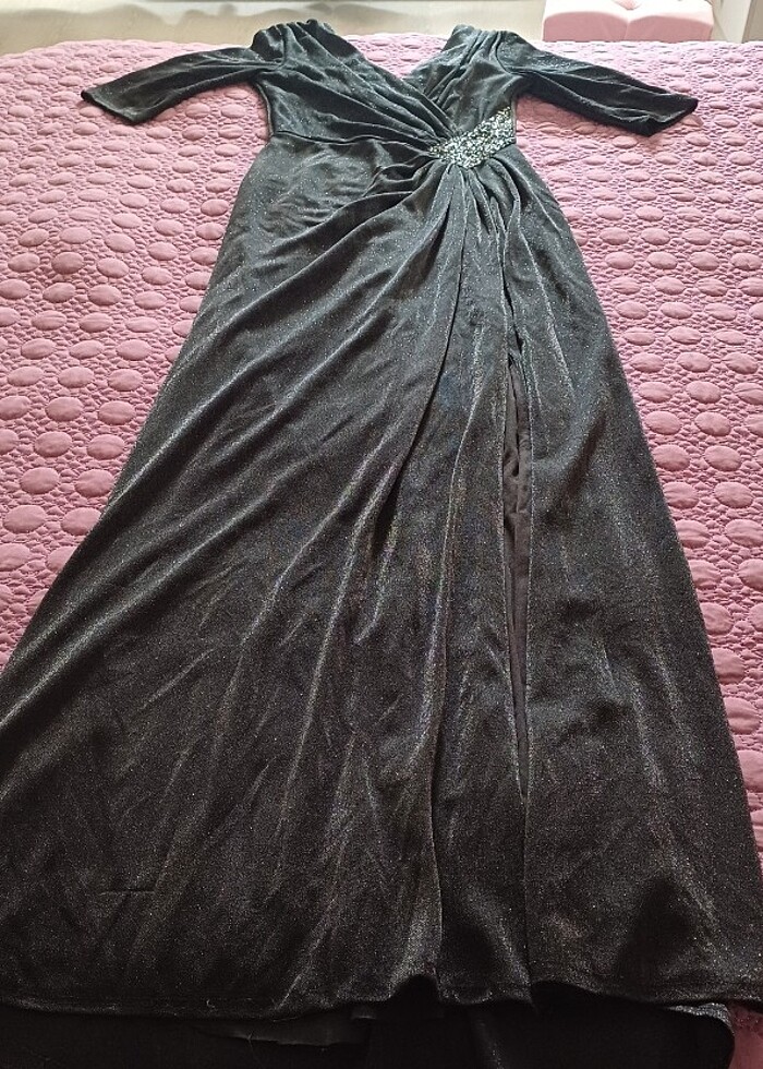 Yetim kol abiye bacak tan yırtmaçlı simli. - Görsel 5