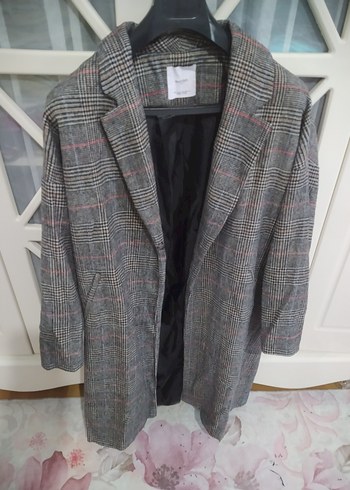 Mango Gri Kareli Midi Kadın Kaban - Görsel 2