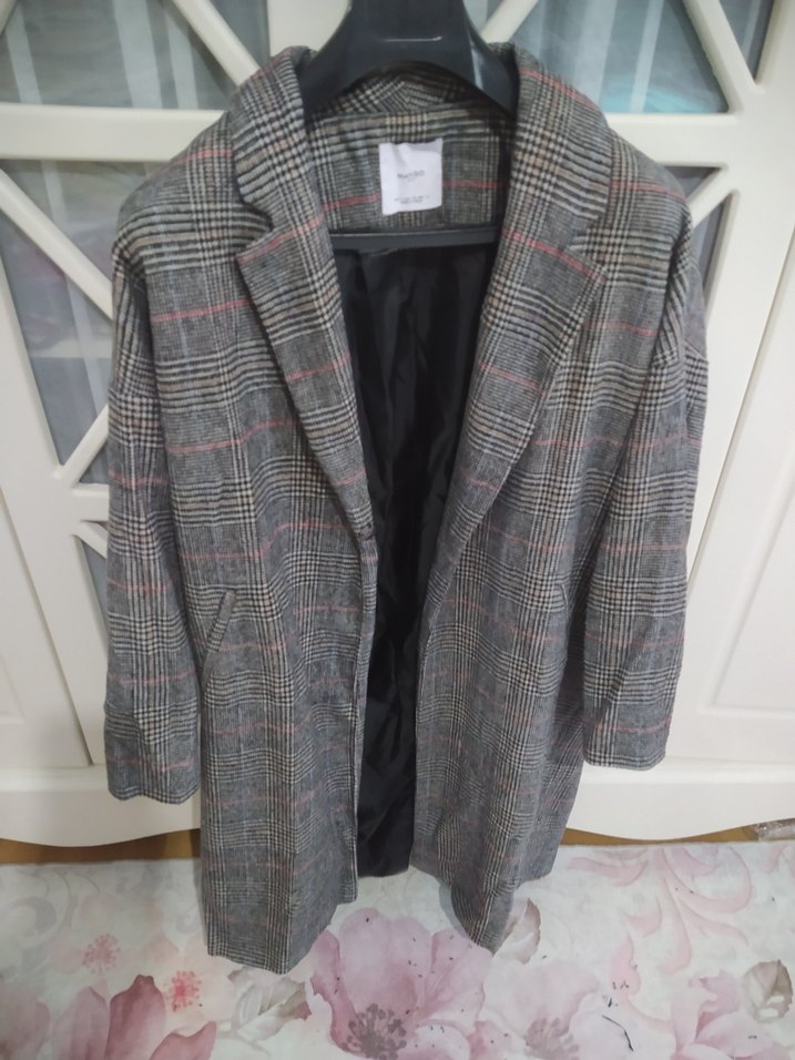 Mango Gri Kareli Midi Kadın Kaban - Görsel 2