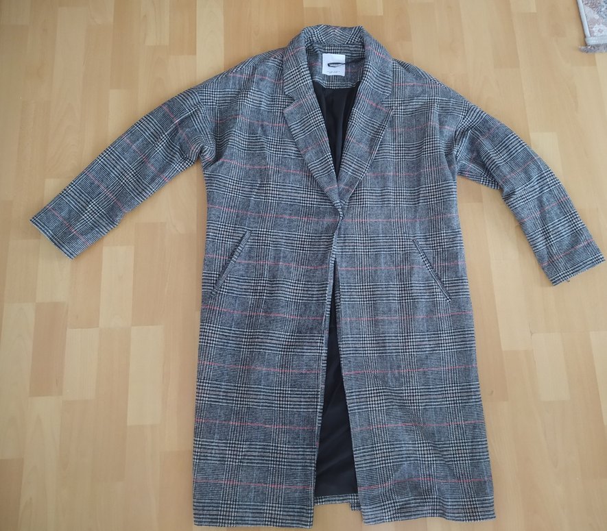 Mango Gri Kareli Midi Kadın Kaban - Görsel 3