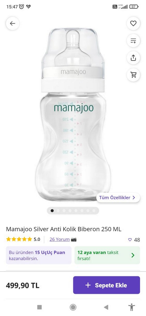 Mamajoo Silver Bebek Biberonu 250 ml - Görsel 5