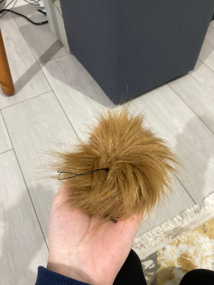 Bej Tüylü Kedi Oyuncağı Topu - Görsel 2