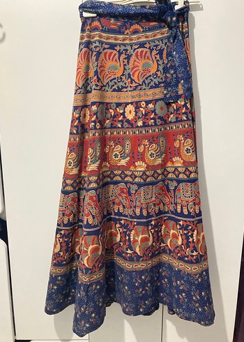 Bohem Desenli bağlamalı Uzun Etek - Görsel 3