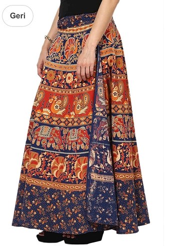 Bohem Desenli bağlamalı Uzun Etek - Görsel 2