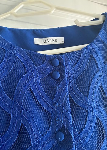 Mavi Dantel Detaylı Uzun Kollu Bluz hiç kullanılmadı - Görsel 3