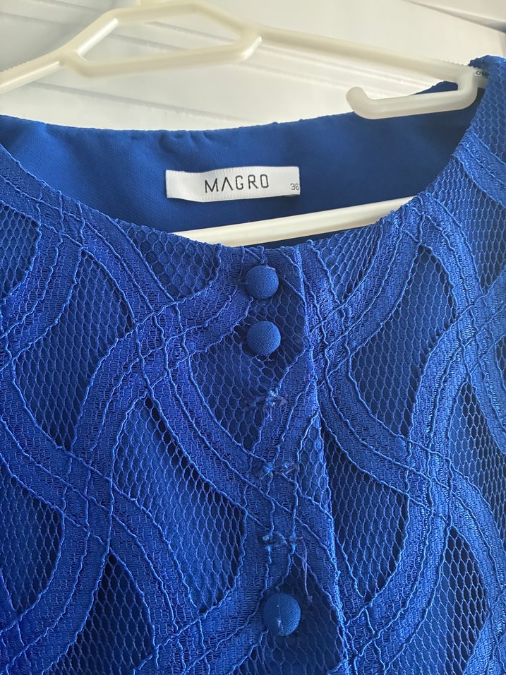 Mavi Dantel Detaylı Uzun Kollu Bluz hiç kullanılmadı - Görsel 3