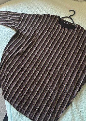 Kadın Kahverengi Çizgili Pliseli Triko - Görsel 3