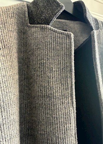 Gri Uzun Çelik Örme Kaban - Görsel 4