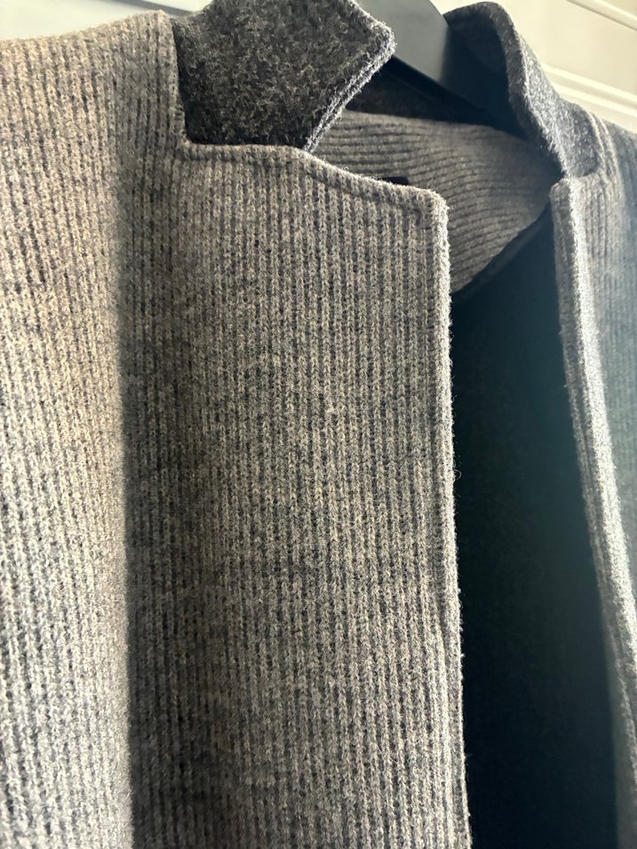 Gri Uzun Çelik Örme Kaban - Görsel 4