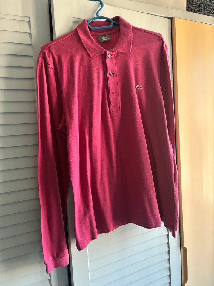 Pembe Uzun Kollu Polo Yaka Erkek Tişört - Görsel 2