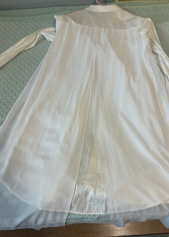 Uzun Kesim Beyaz Tüllü pamuk gömlek - Görsel 5