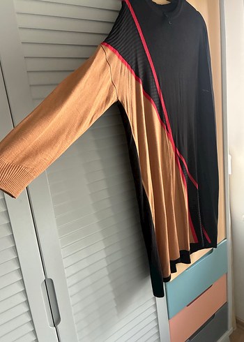 Siyah Uzun Kollu Salaş Kadın Triko Elbise - Görsel 3