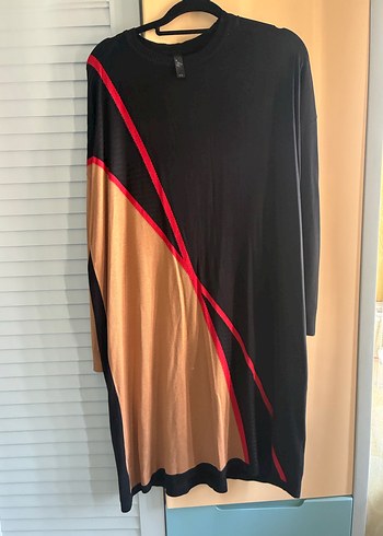 Siyah Uzun Kollu Salaş Kadın Triko Elbise - Görsel 2