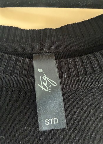 Siyah Uzun Kollu Salaş Kadın Triko Elbise - Görsel 4