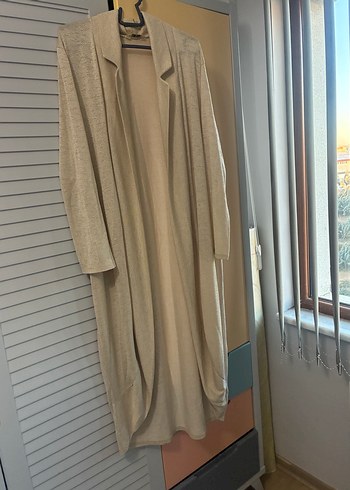 Bej Uzun Kollu Kadın simli hırka - Görsel 2