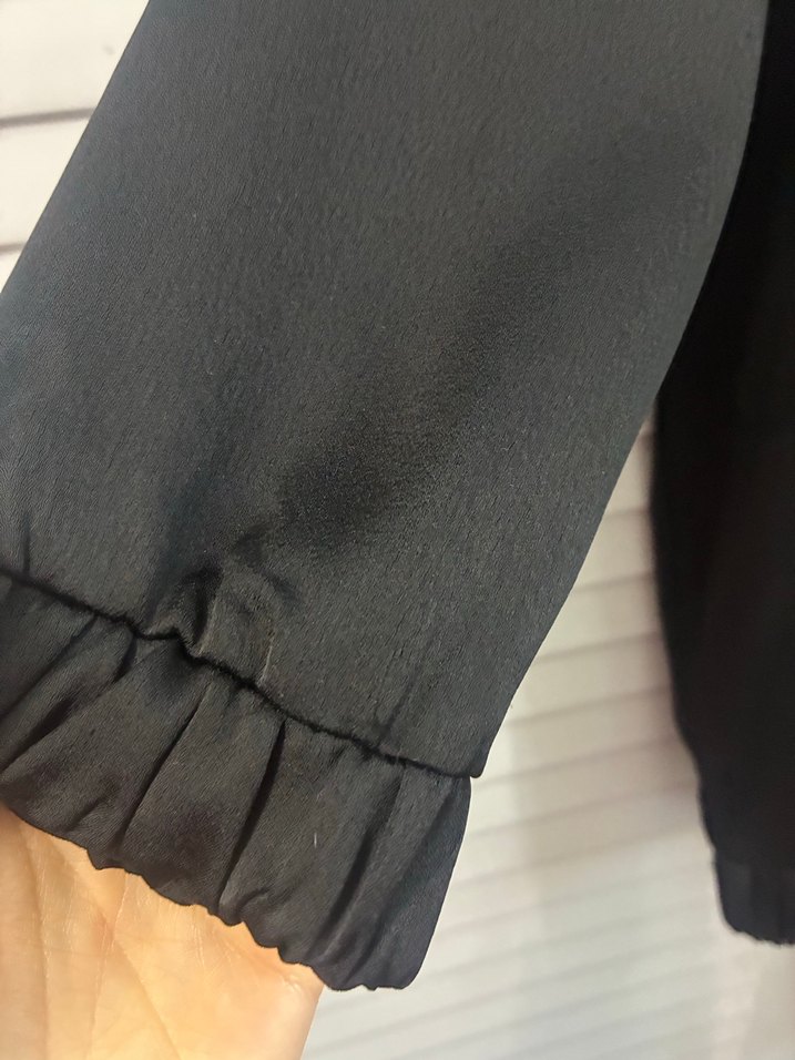 Kadın Siyah saten bomber tunik ceket - Görsel 3