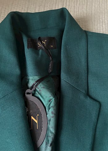 Kadın Turkuaz Düğmeli Blazer Ceket - Görsel 3